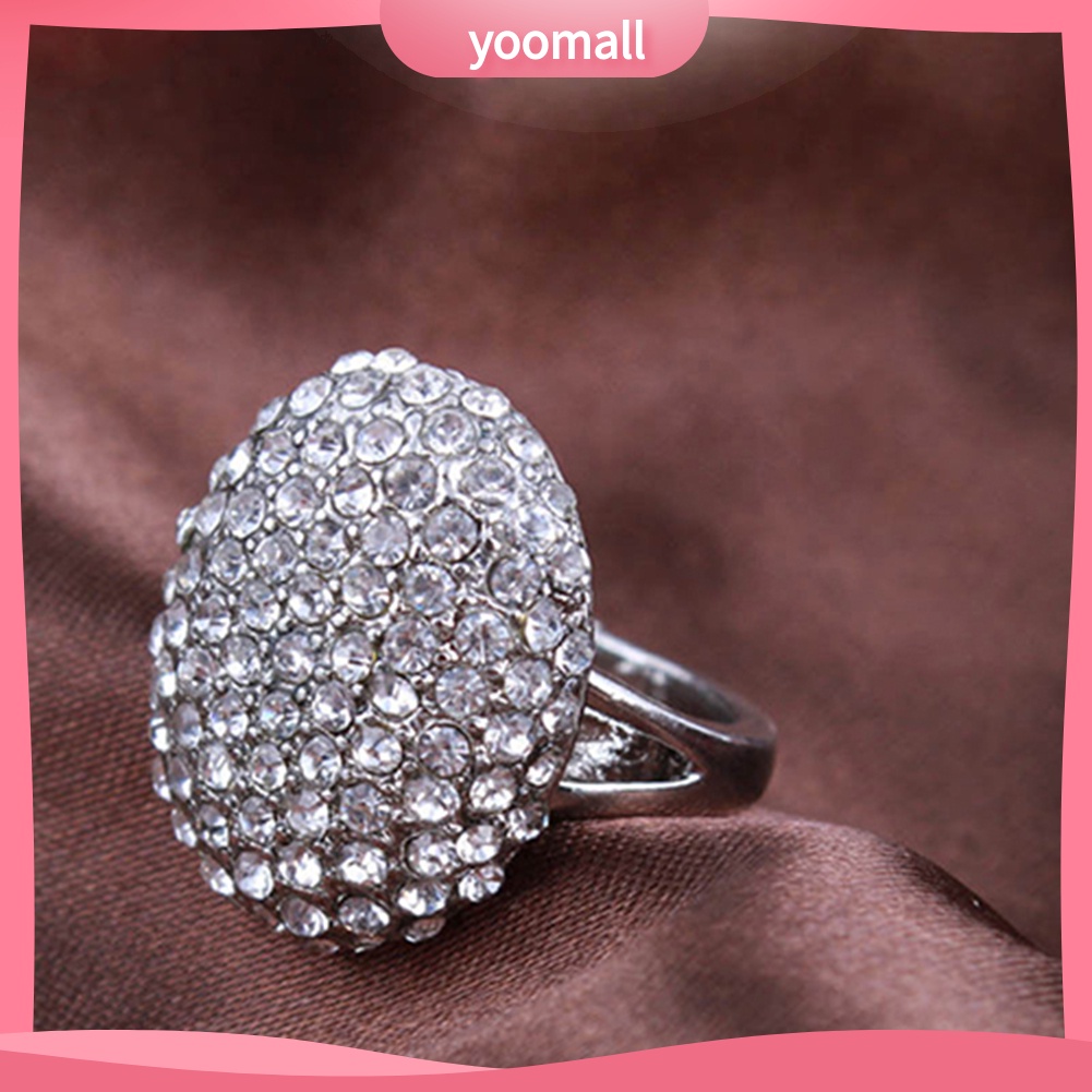 Nhẫn Đính Hôn Đính Đá Hình Oval Kích Thước 6-10 Sang Trọng Dành Cho Nữ