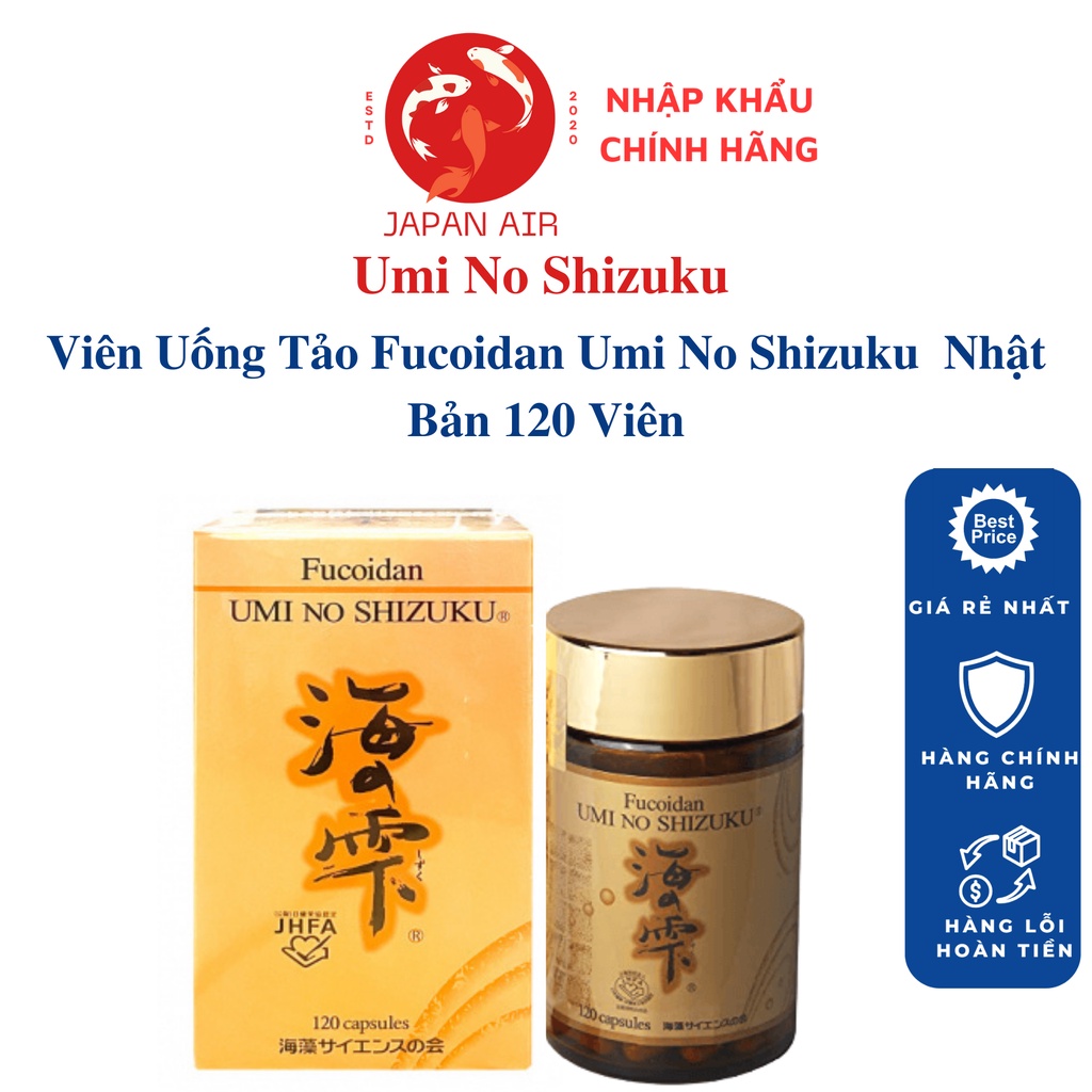 Fucoidan Umi No Shizuku Nội Địa Nhật Bản 120 Viên Hộp Vàng