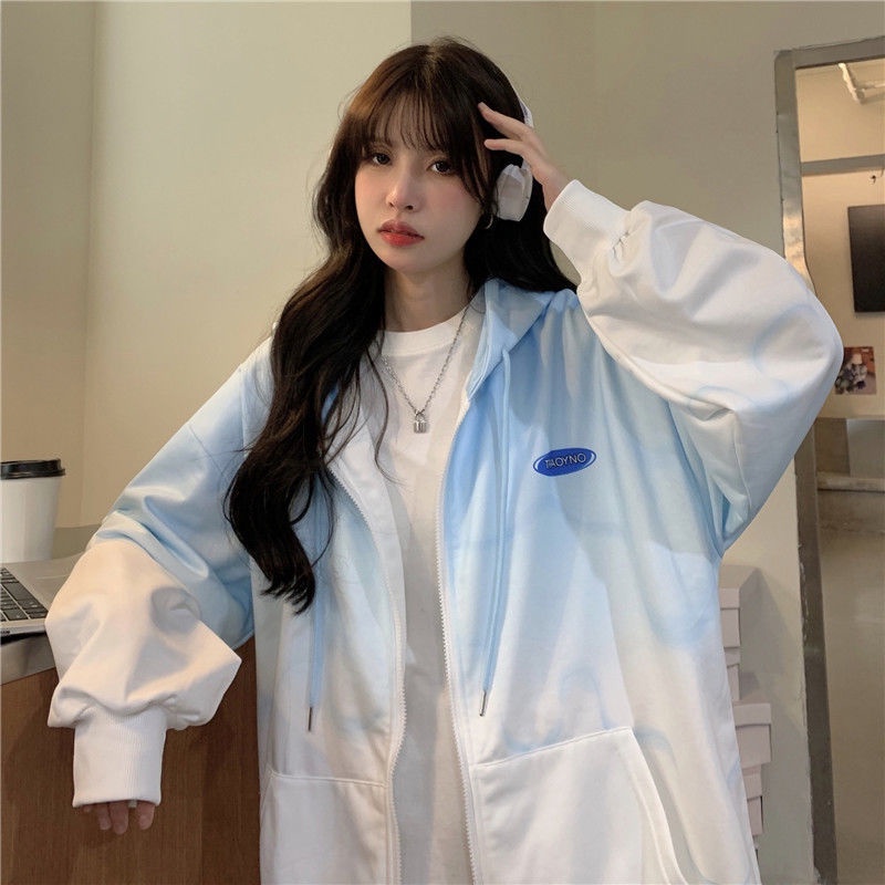 Áo Khoác Bóng Chày Mỏng Dáng Rộng Màu Gradient Thời Trang Xuân Thu Cá Tính Cho Nữ