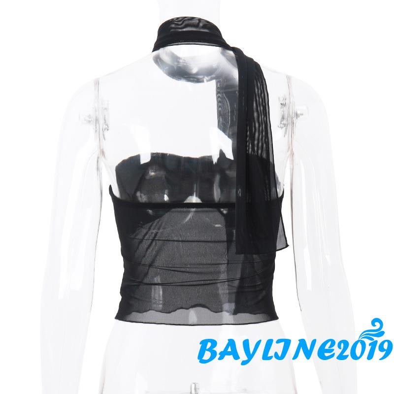 Áo Ống Màu Trơn Nhìn Thấy Thời Trang Cho Nữ Kèm Vòng Cổ Choker