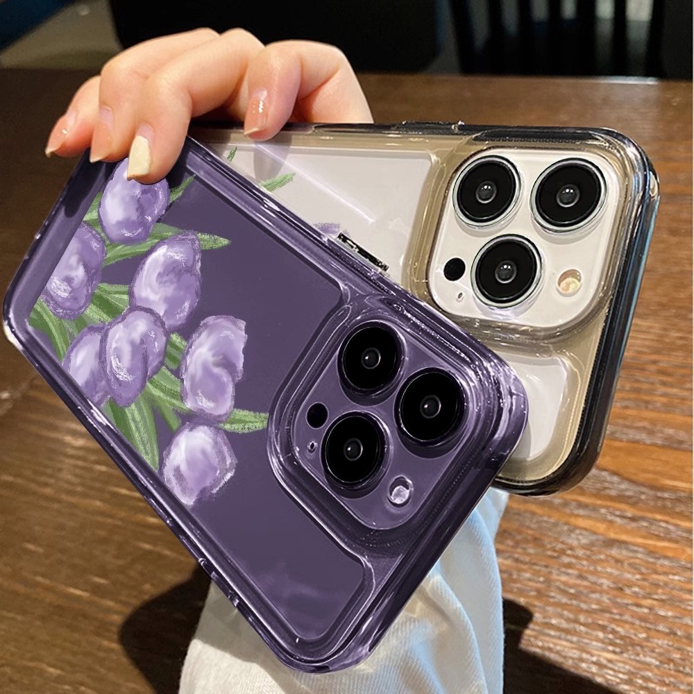 Ốp Điện Thoại TPU Mềm Chống Rơi Chống Bụi Bẩn Họa Tiết Hoa Tulip Cho IPhone 14 13 12 11 Pro Max X XR 8 7 Plus