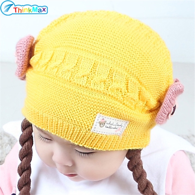 Mũ Len Gắn Nơ Cho Bé Từ 3-18 Tháng Tuổi