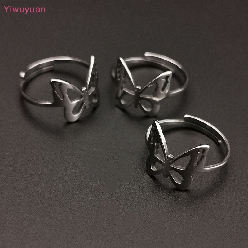 < Yiwuyuan > Nhẫn Hình Bướm Hình Học Tối Giản Có Thể Điều Chỉnh Kích Cỡ Thích Hợp Làm Quà