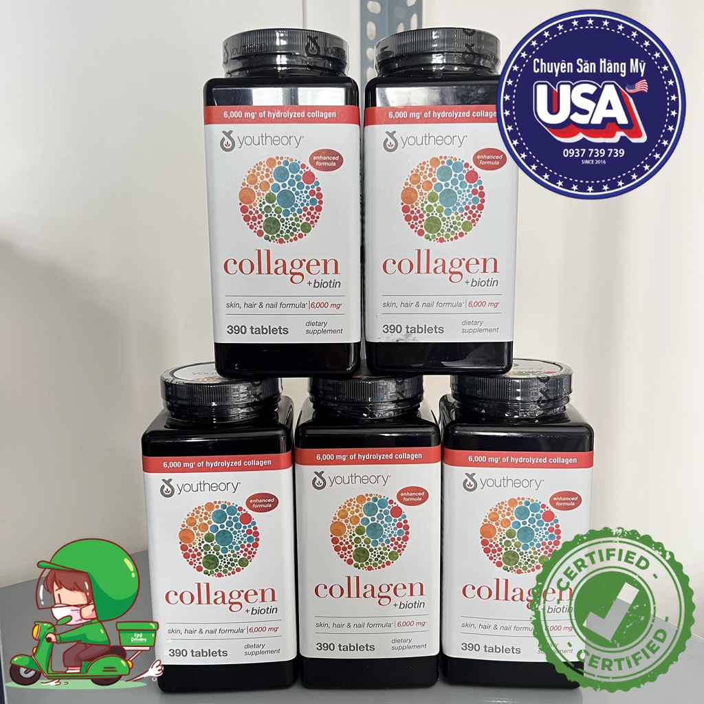 Viên Uống Youtheory Collagen + Biotin của Mỹ date 05/2025 - 390 viên