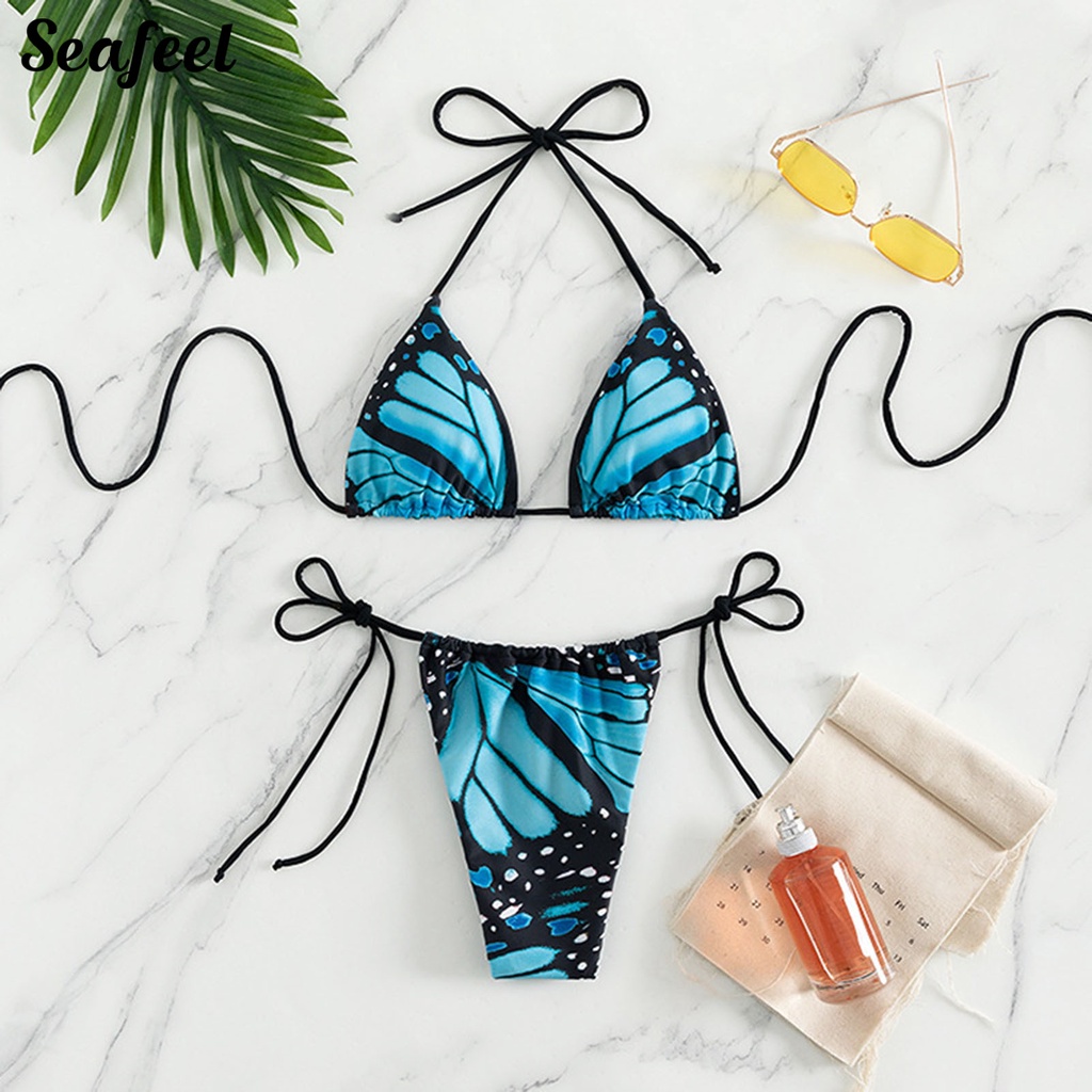 Bộ Bikini 2 Mảnh Họa Tiết Bướm Quyến Rũ Cho Nữ