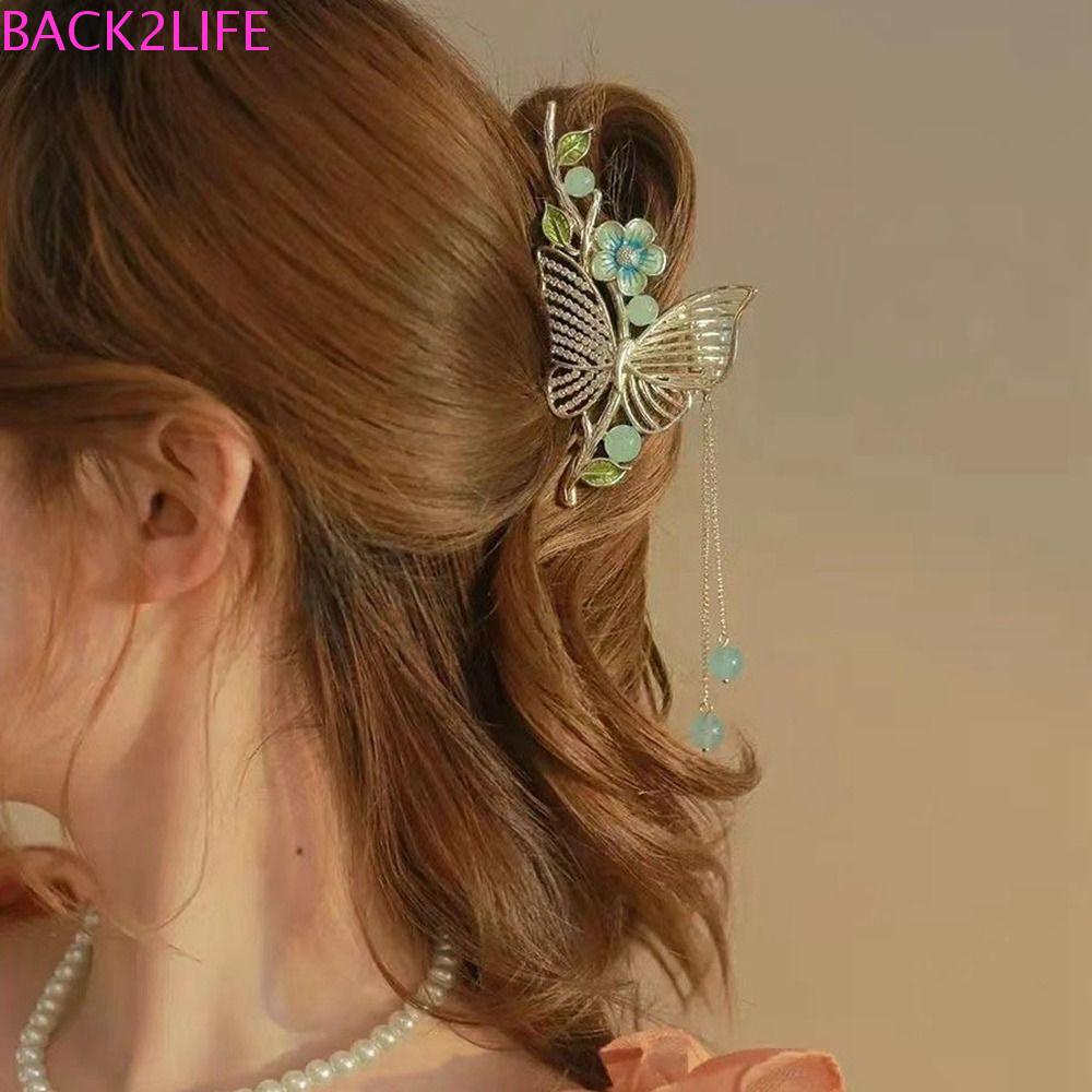 Kẹp Tóc Hình Cá Mập / Bông Hoa Đính Đá Phối Tua Rua Dễ Thương Phong Cách Hàn Quốc