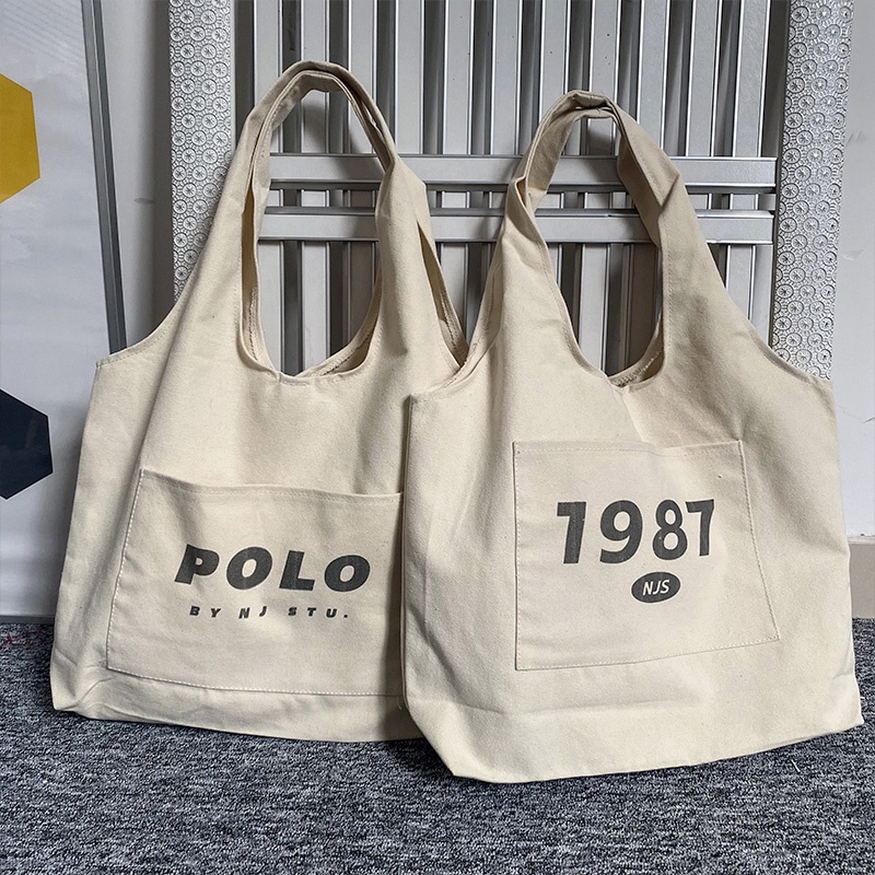 Túi Tote Đeo Vai Vải Canvas Thiết Kế Dễ Thương Cho Học Sinh