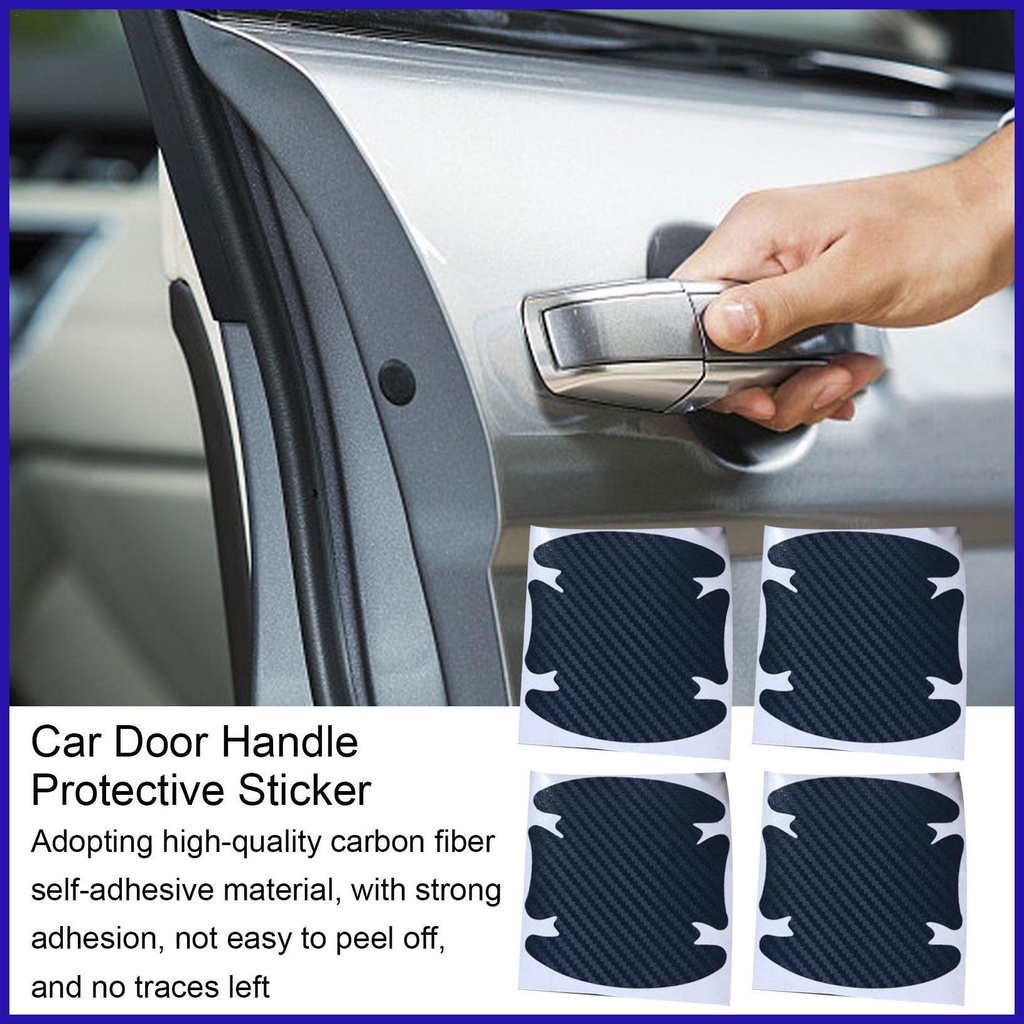 Bộ 4 Miếng Dán Bảo Vệ Tay Nắm Cửa Xe Hơi Bằng Sợi Carbon Chống Thấm Nước Tiện Dụng