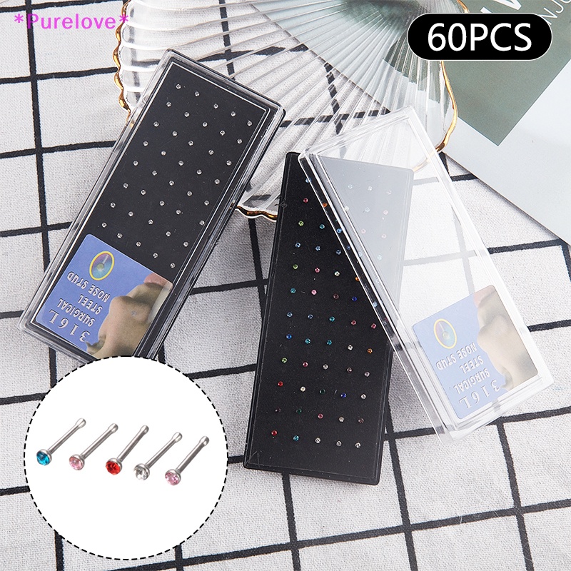 Set 60 Chiếc Nhẫn Mũi Cong Đính Đá Pha Lê Thời Trang Mới