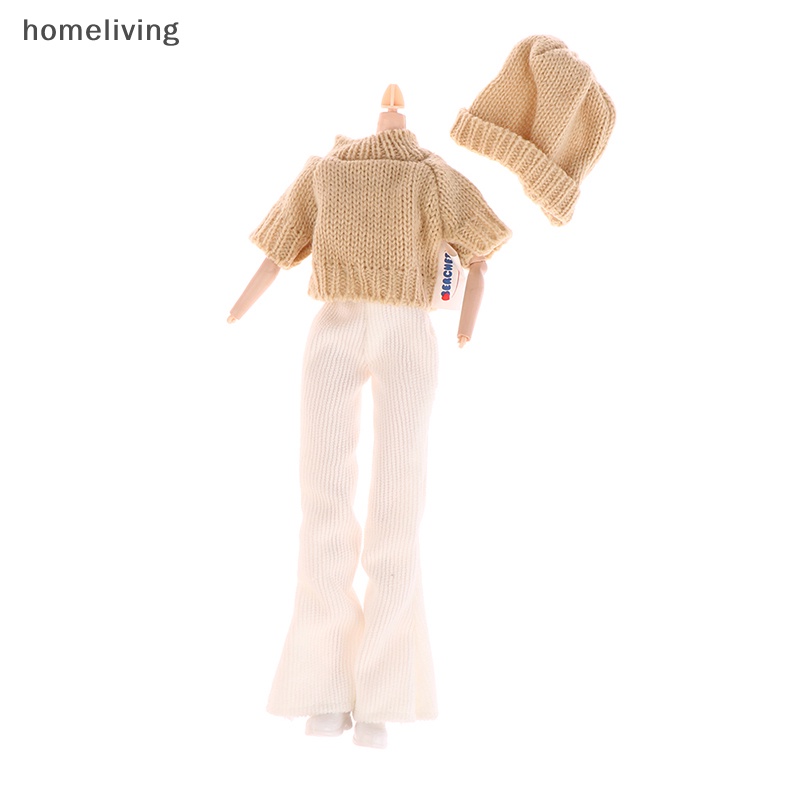 Set Đồ 4 Món Gồm Áo Sweater + Quần + Giày + Mũ Dệt Kim Cho Búp Bê 30cm