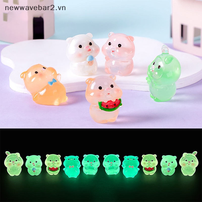 [Mới] Mô Hình Chú Heo Con Nhỏ Bằng Nhựa Phát Quang Trang Trí Tiểu Cảnh / Xe Hơi Để Bàn