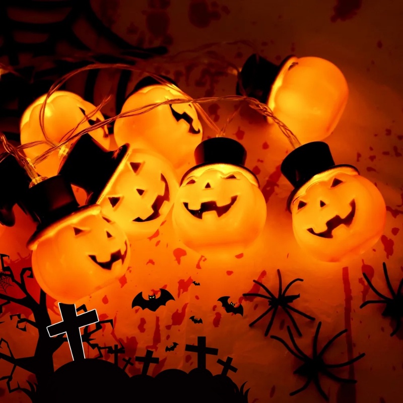 Dây Đèn LED 10 Bóng Dài 1.5M Hình Bí Ngô Dễ Thương Dùng Trang Trí Halloween