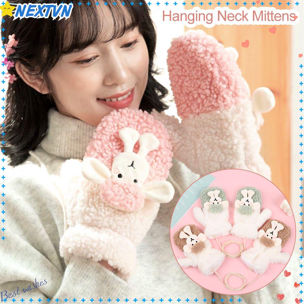 Đôi Găng Tay Len Màu Trơn Họa Tiết Cừu Dễ Thương