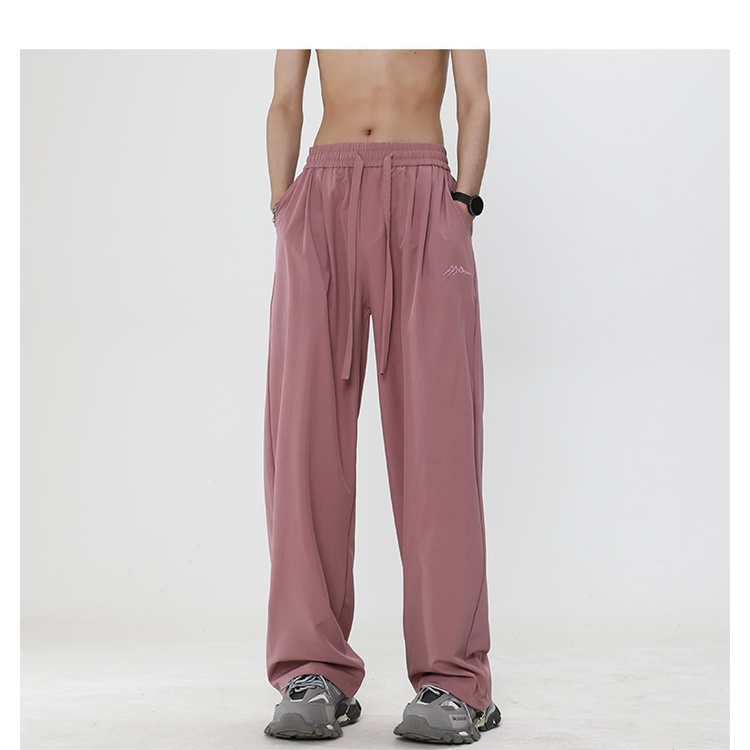 Quần Thể Thao Ống Rộng Mau Khô Màu Đen Hợp Thời Trang Mùa Hè Cho Nam