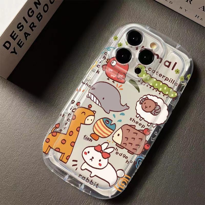 Ốp Điện Thoại Mềm Trong Suốt Chống Rơi Hình Động Vật Cho IPhone11 12 Pro Max X XR XS Max SE 7 Plus 8 Plus 13 Pro Max 14 Pro Max