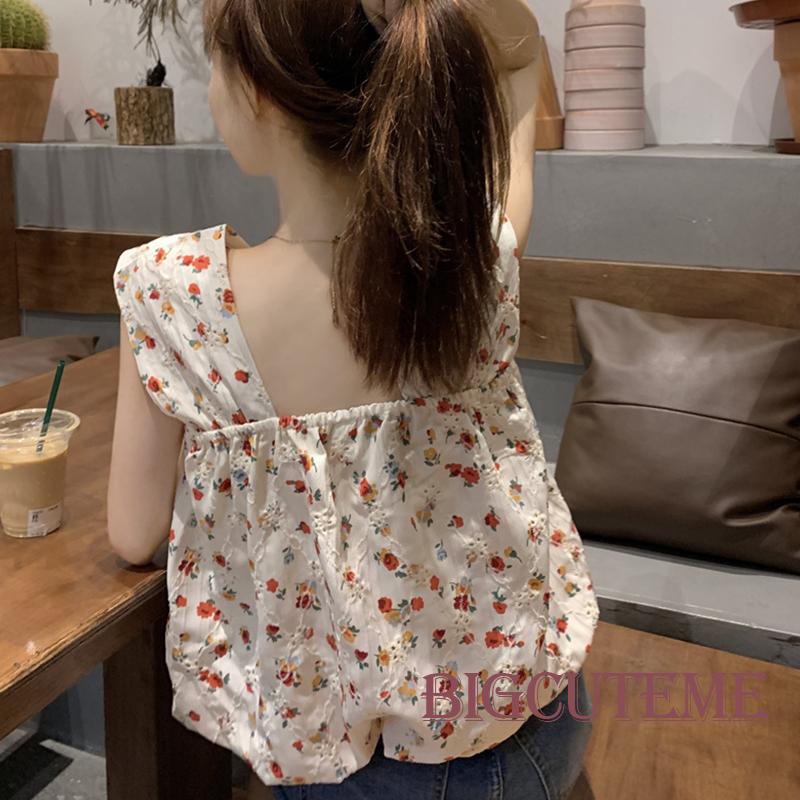 Áo Tank Top Không Tay Cổ Vuông In Họa Tiết Hoa Phong Cách Boho Thời Trang Mùa Hè Cho Nữ