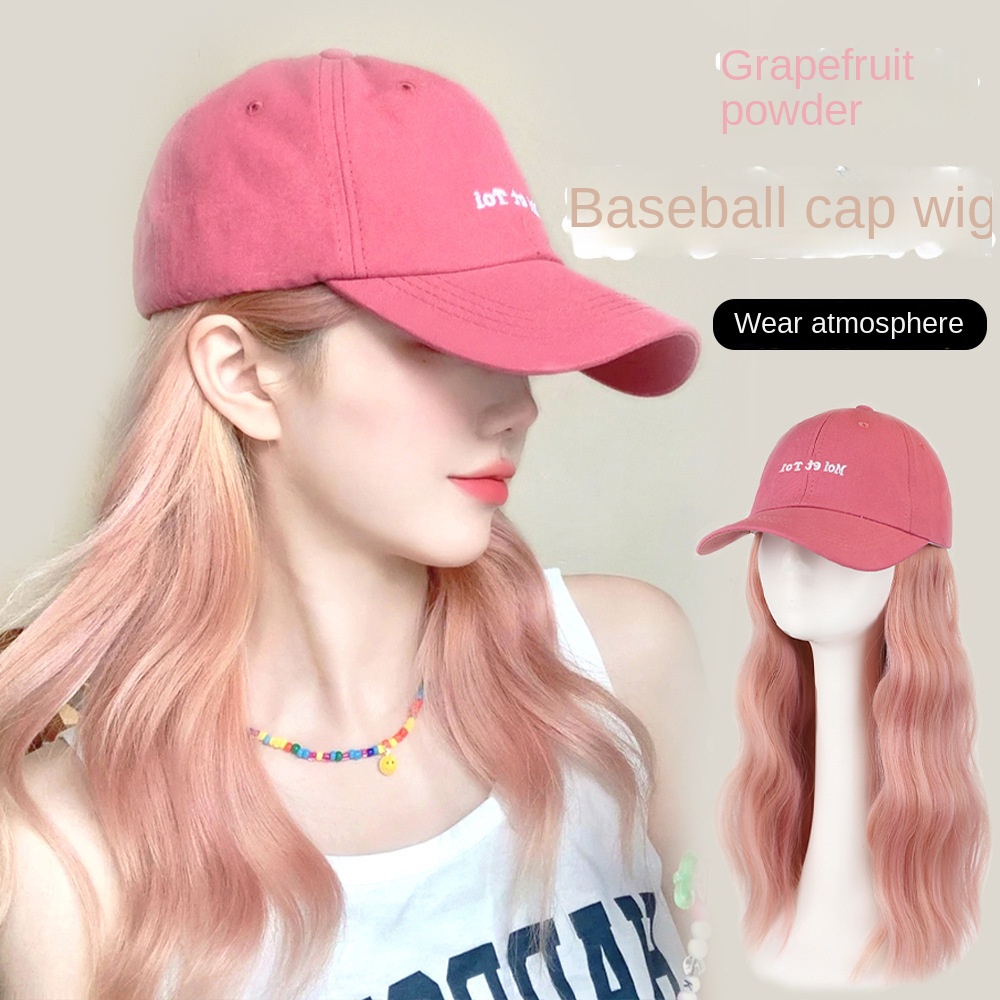 Mũ Bóng Chày Kèm Tóc Giả Dài Xoăn Tự Nhiên Mỏng Nhẹ Phong Cách Hàn Quốc Thời Trang Cho Nữ