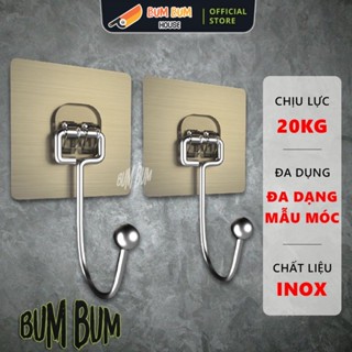 [BẢN LỚN] Combo 10 Móc Đôi Inox Dán Tường Chịu Lực 15KG Móc Treo Đồ Nặng Dán Tường Chất Lượng Cao, Móc Dán Siêu Dính