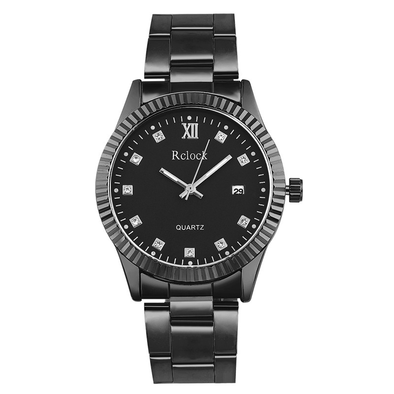 Mới Đồng Hồ Đeo Tay Máy Quartz Dây Thép Đính Kim Cương Đơn Giản Lịch Lãm Cho Nam