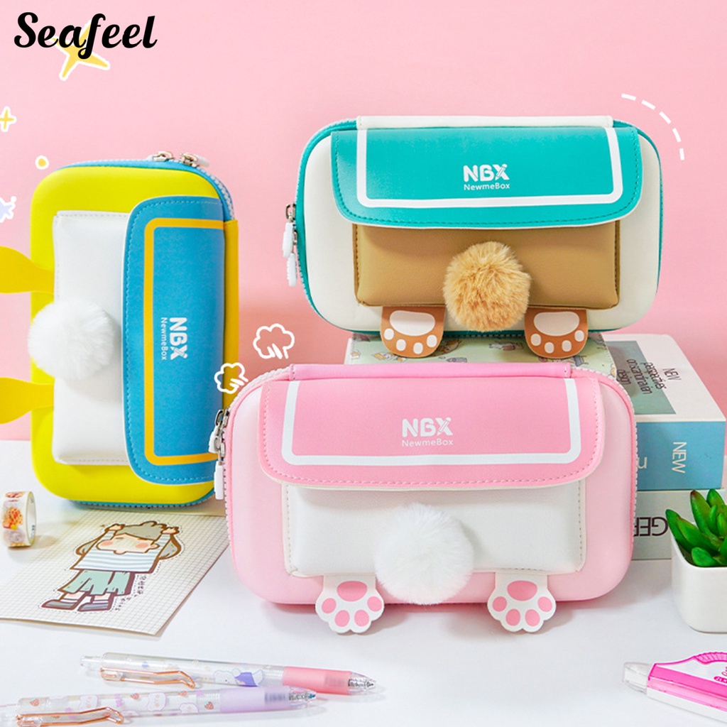 Bóp Viết Da Nhiều Ngăn Có Khóa Kéo In Hình Dễ Thương