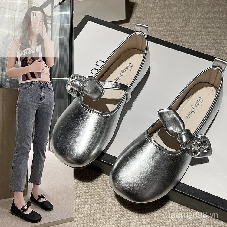Giày Búp Bê Da PU Đế Thấp Mũi Tròn Thời Trang 2023 Cho Nữ