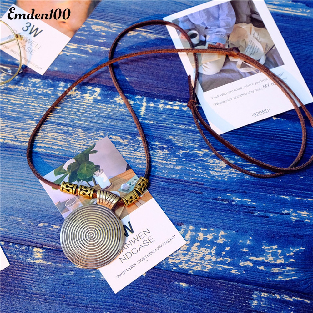 Vòng cổ Giả Da Mặt Tròn Phong Cách Vintage Thời Trang