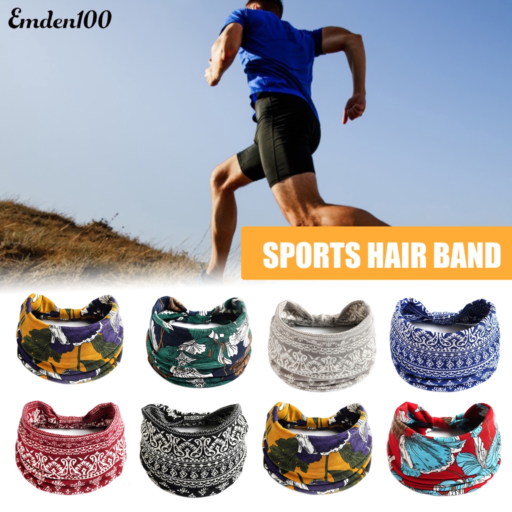 Băng Đô Bandana Bản Rộng Co Giãn Thấm Hút Mồ Hôi In Họa Tiết Thời Trang Cho Nữ