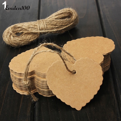 100 Tag Giấy Màu Nâu Vintage Trang Trí Tiệc