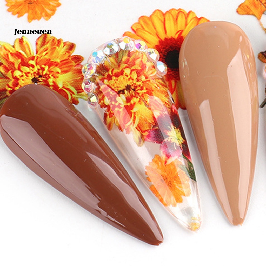 Set 10 Miếng Dán Trang Trí Móng Tay Hình Hoa Màu Hồng Xinh Xắn