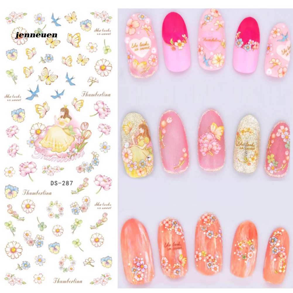 Miếng Dán Trang Trí Móng Tay Hình Hoa / Bướm / Chữ Độc Đáo DIY