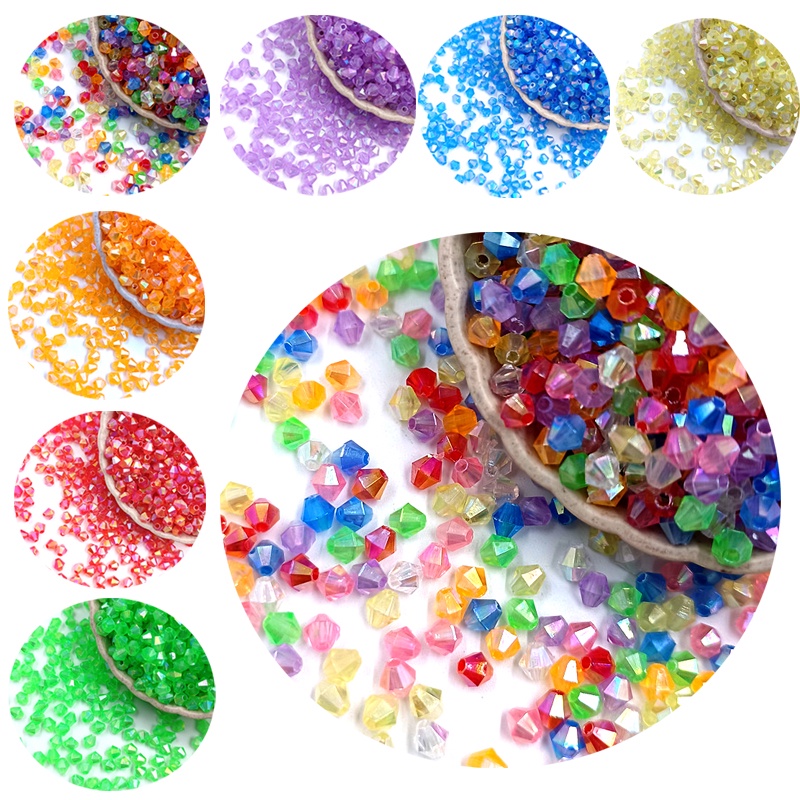 Set 300 Hạt Cườm Acrylic Trong Suốt 4mm Dùng Làm Trang Sức Diy Mới