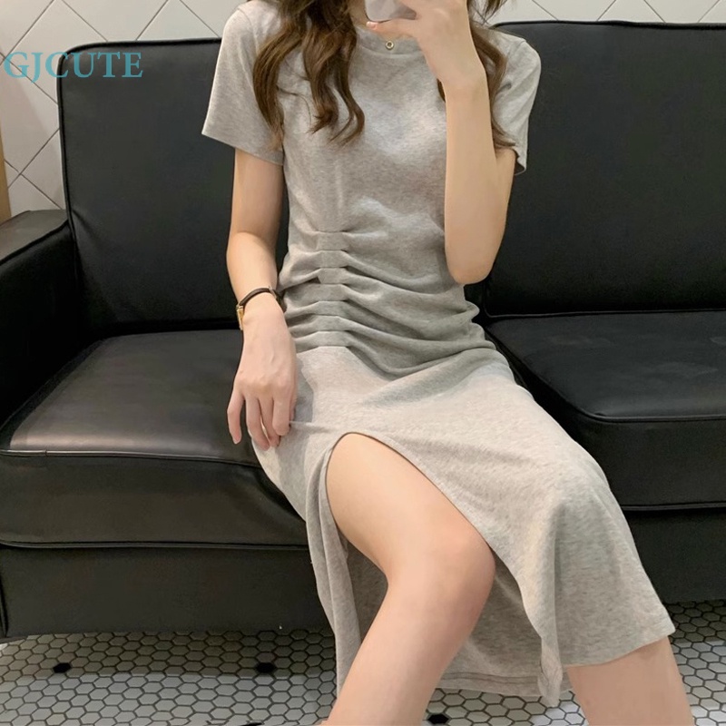 Đầm Midi Màu Trơn Xẻ Tà Eo Cao Gợi Cảm Thời Trang Mùa Hè Cho Bạn Gái