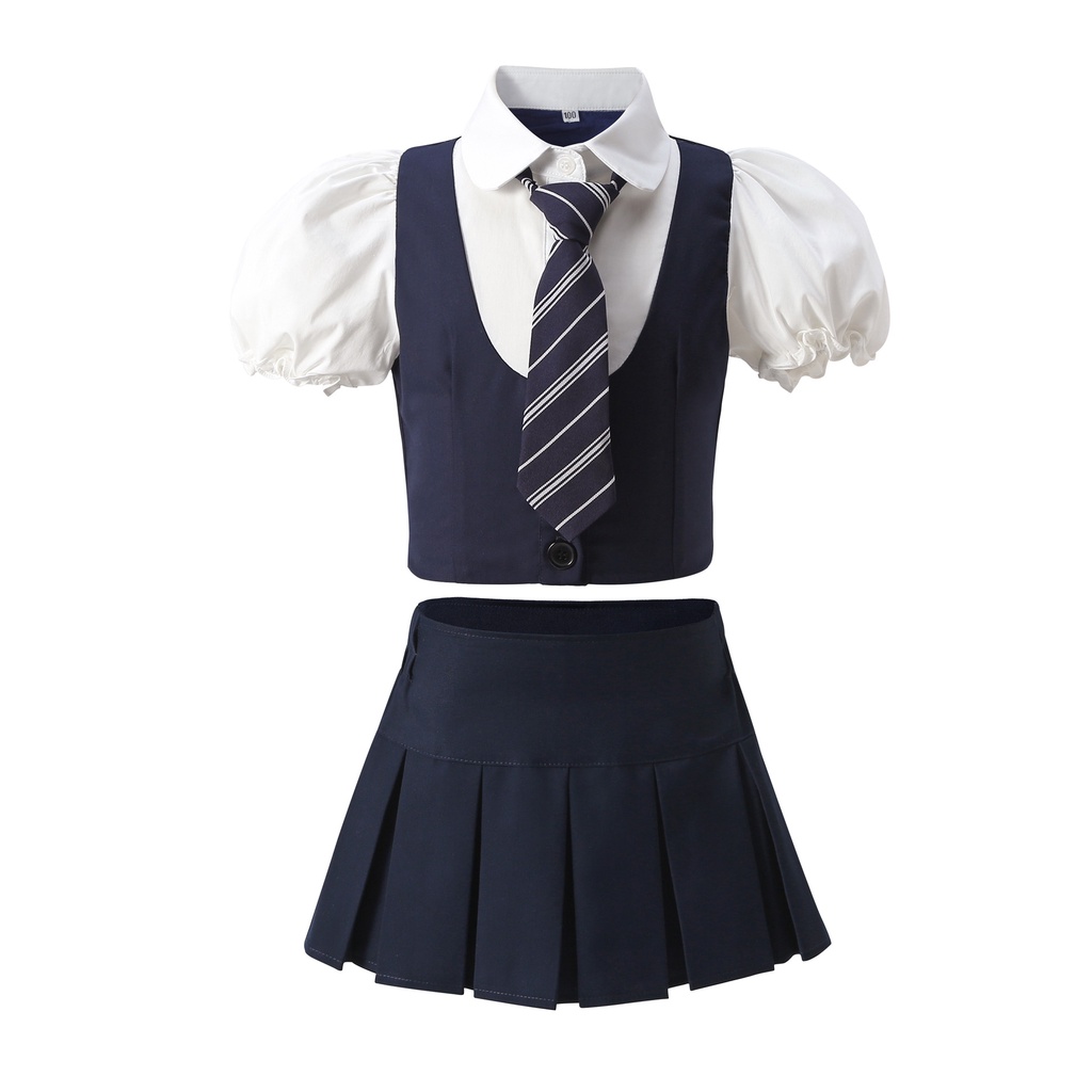 Set Áo Sơ Mi Trắng + Chân Váy Xếp Ly Thời Trang Mùa Thu Phong Cách Hàn Quốc Mới Cho Bé Gái