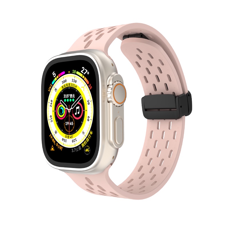 Dây Đeo Silicone Khóa Nam Châm Cho Đồng Hồ Thông Minh Apple Watch Ultra 49mm 44mm 45mm 40mm 41mm 42mm 38mm 45 mm Series 7 8 SE 6
