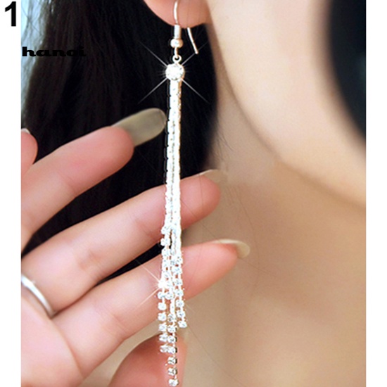 Bông Tai Chuỗi Dài Đính Đá Thời Trang Cho Nữ