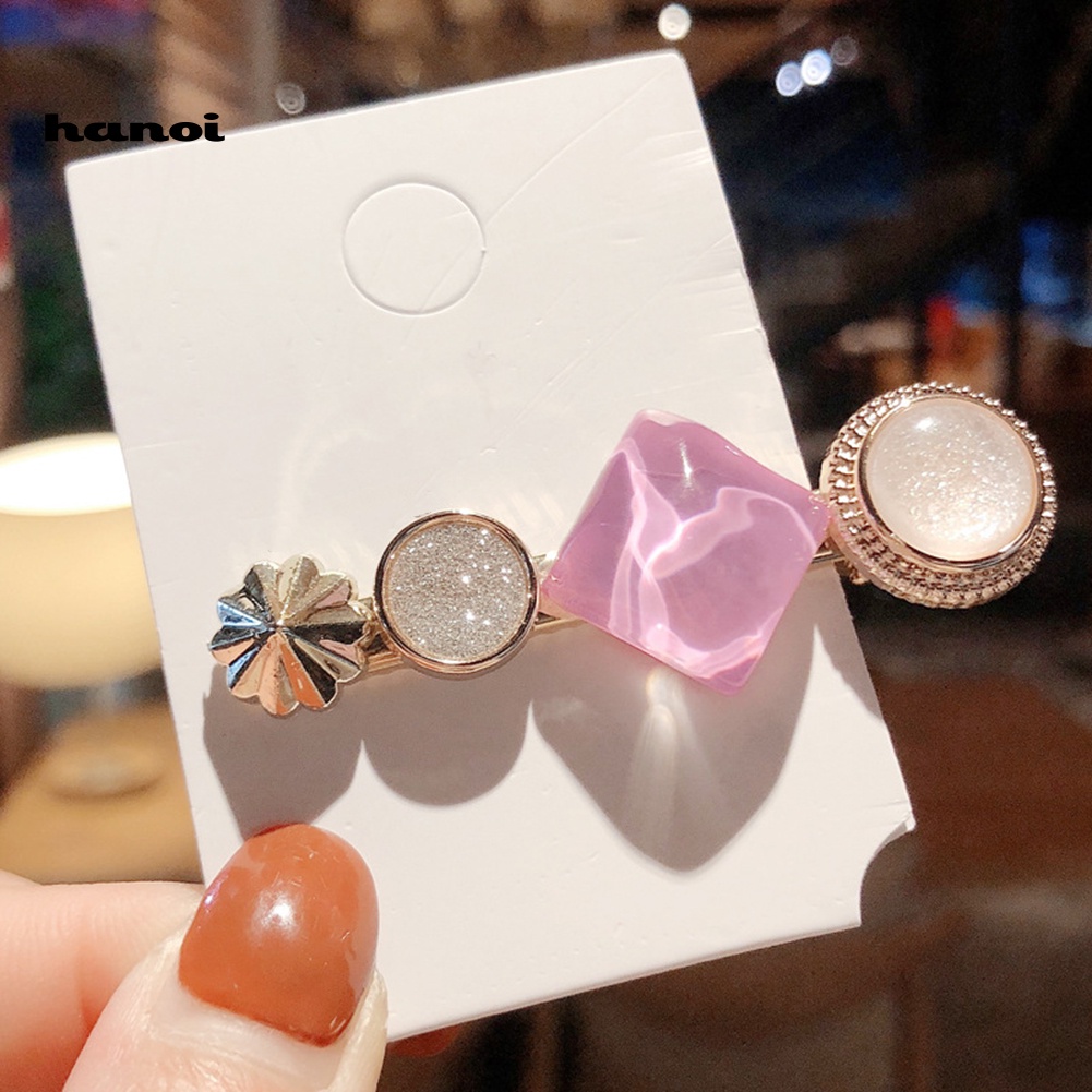 Kẹp Tóc Kim Loại Hình Vuông Đính Đá Thời Trang Cho Nữ