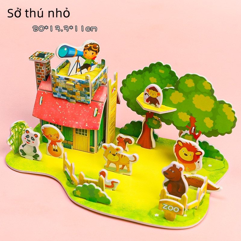 Đồ Chơi Xếp Hình Ngôi Nhà 3D Bằng Bìa Xốp Cho Bé Mô hình 3D giấy tự lắp ráp Pandora112