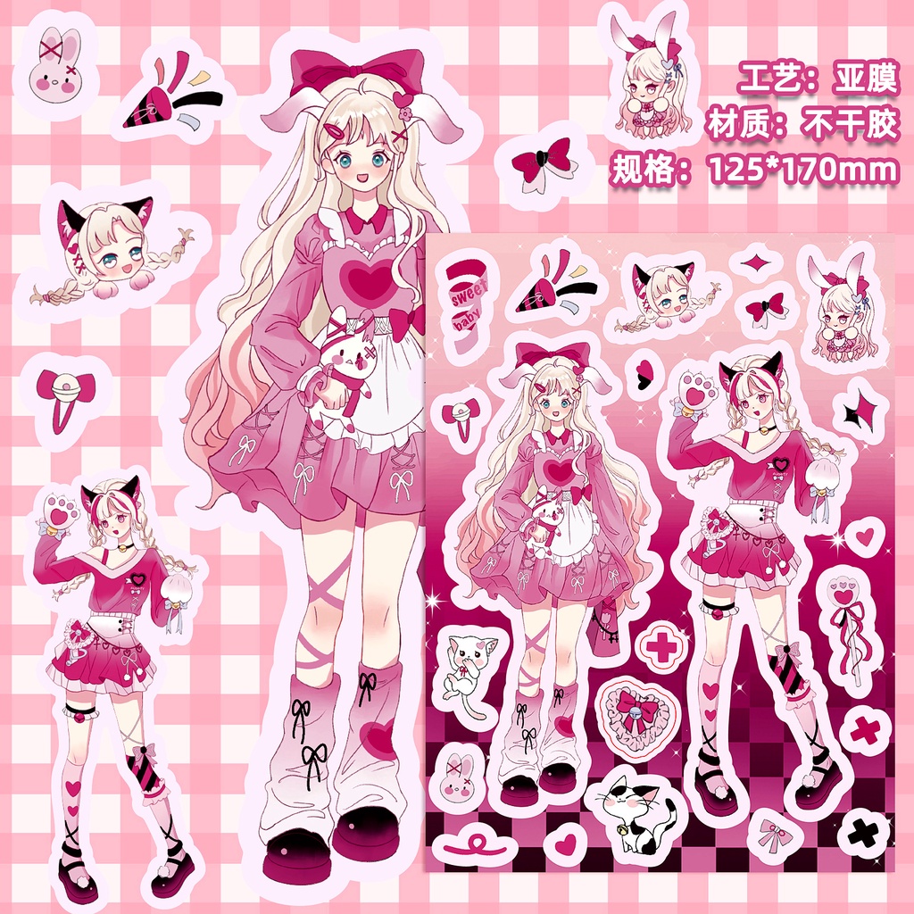 Bộ 10 Tấm Nhãn Dán Trang Trí Hình Khuôn Mặt Phong Cách Lolita Dễ Thương Dành Cho Laptop / Điện Thoại / Sổ Tay