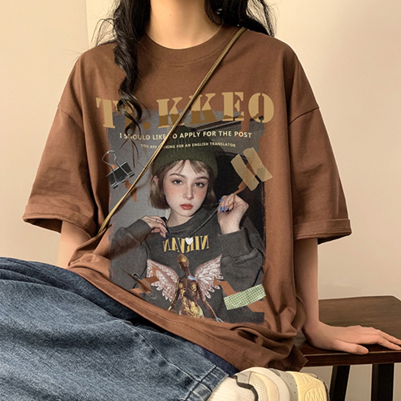 Áo Thun Form Rộng In Họa Tiết Phong Cách Hip Hop Thời Trang Cho Nữ