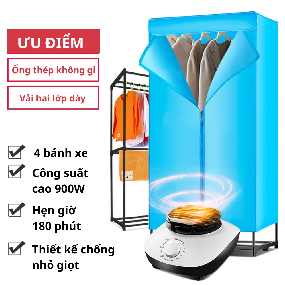 Tủ Sấy Quần Áo Thông Minh Công Suất 900W, Sấy Không Gian 3 Chiều RULAX (Bảo Hành Chính Hãng)