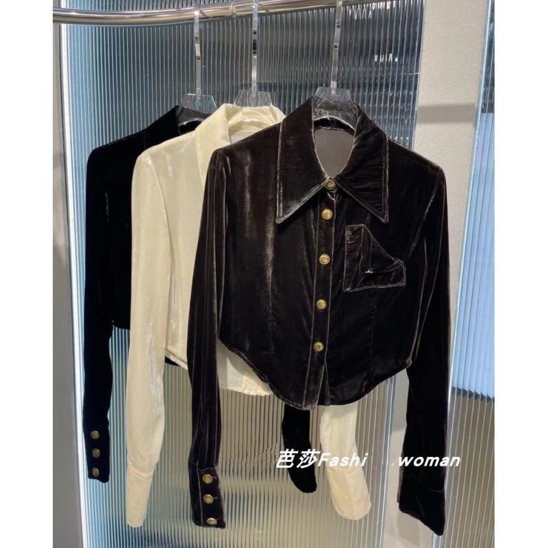 Áo Nhung Tay Dài Phong Cách Châu Âu Thời Trang Mùa Thu 2023 Mới