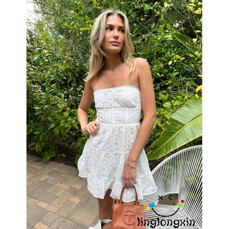 Đầm Ngắn Không Tay 2 Dây Hở Vai In Hoa Thời Trang Mùa Hè Cho Nữ