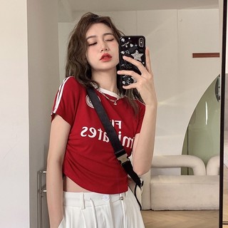 Cozok Áo Thun Tay Ngắn Cổ Tròn In Họa Tiết monogram Màu Sắc Tương Phản Thời Trang