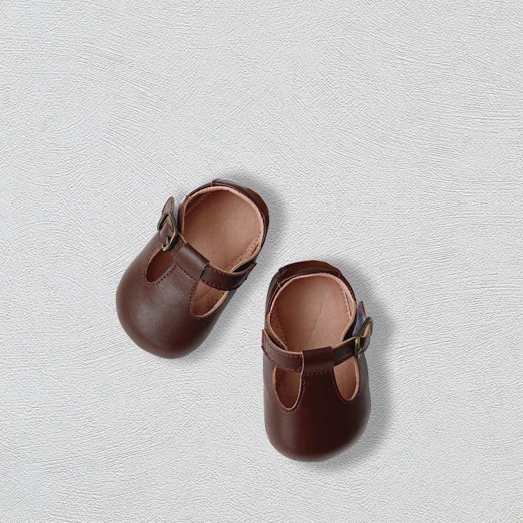 Giày Búp Bê Da Đế Mềm Chống Trượt Màu Trơn Phong Cách Hàn Quốc Cho Bé Gái