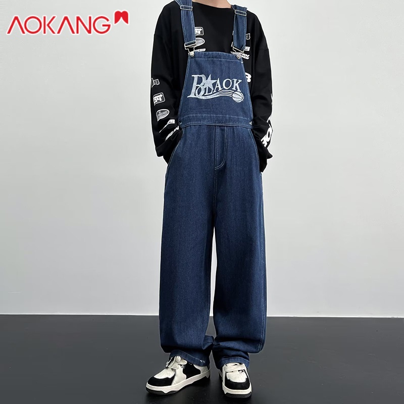 Quần Yếm Jean Thêu Họa Tiết Phong Cách Hip Hop Cho Nam