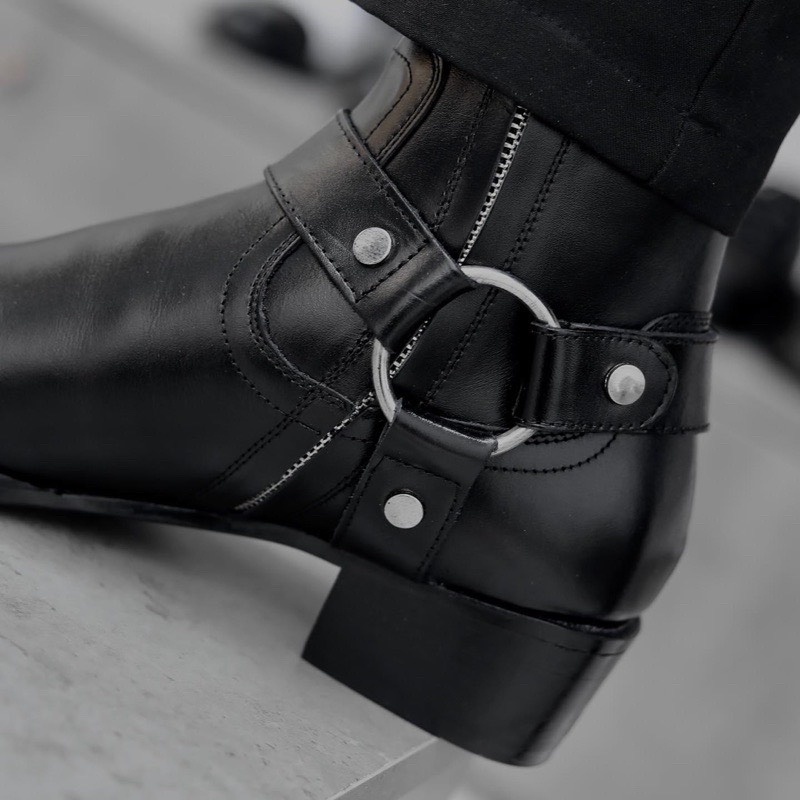 Giày Harness Boots Da Bò Cao Cấp Nhập Khẩu Handmade Gót 5cm Chính Hãng Bảo Hành 12 Tháng
