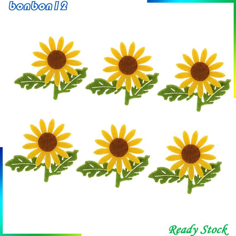 6 Miếng Vải Nỉ Hình Hoa Hướng Dương Trang Trí Scrapbook