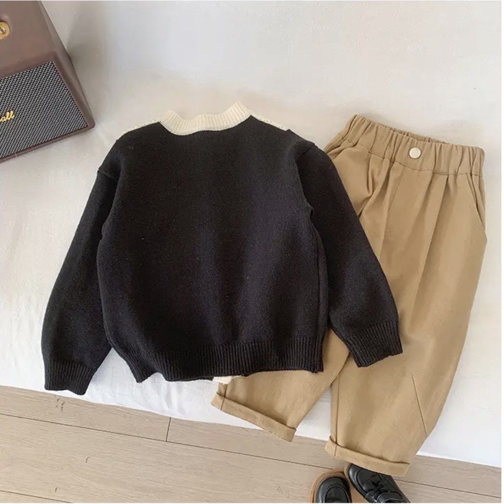 Áo Len Cổ Tròn Màu Trơn Phong Cách Hàn Quốc Mới Cho Bé Trai