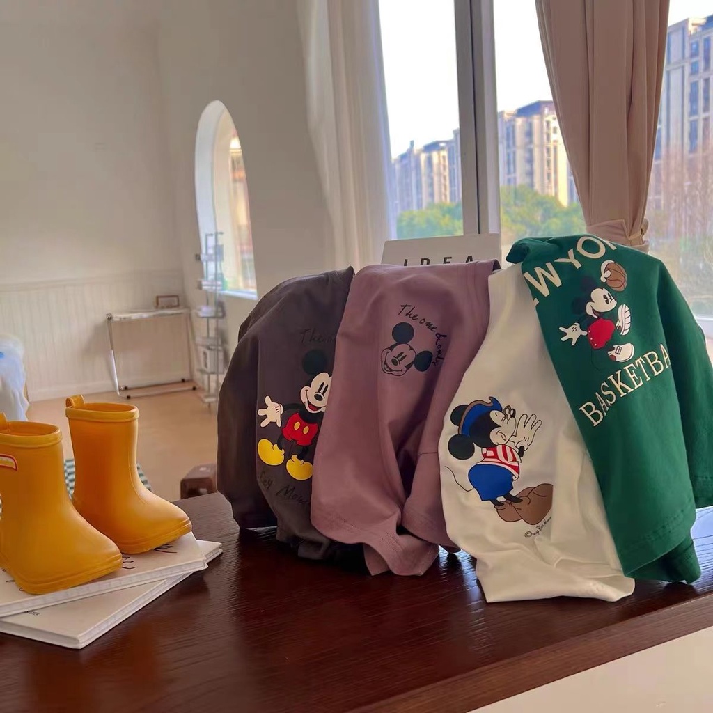 Pure cotton t-shirt trẻ em mùa hè phong cách mới phim hoạt hình bé trai cô gái ngắn tay áo sơ mi bé thường áo t-shirt cổ tròn