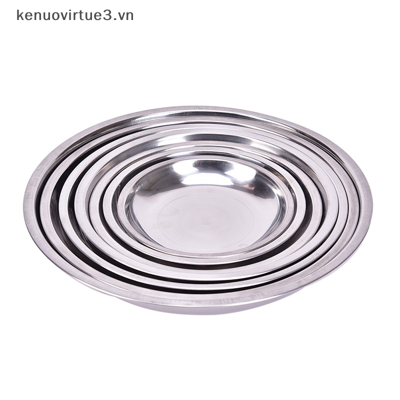 Đĩa Tròn 14-26cm Đựng Thức Ăn Bằng Inox Chuyên Dùng Mang Đi Cắm Trại